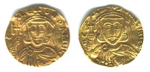 Золотой солид, Византия, VIII век. Император Лев III