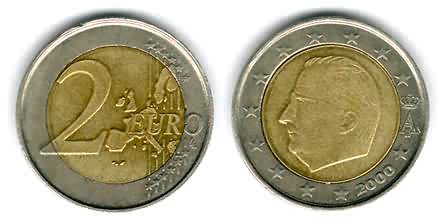 Бельгия, 2 евро, 2000 год.