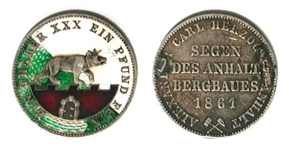 Монета 1 талер, Ангальт-Бернбург, Германия, 1861 год