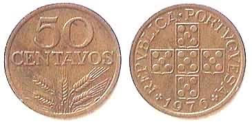 Португалия, монета 50 сентаво, 1976 год