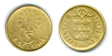 Португалия, монета 5 эскудо, 1991 год